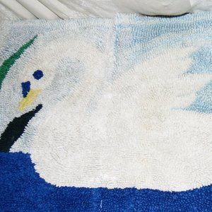 Vintage~Swan~Tufted Rug~35''x21''~Cotton~bx73